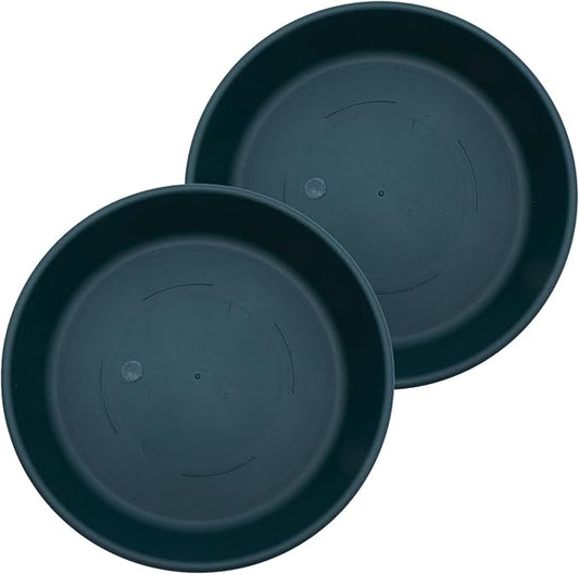 The HC Companies Flower Pot Saucers - Plastic Plant Saucer for Outdoors & Indoors - Traditional Design Plant Pot Trays for Water Drainage - Durable & Stylish Round Plant Tray (21-inch Evergreen)