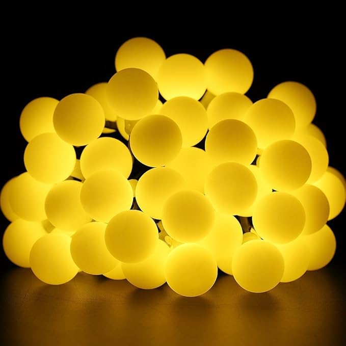 Globe Ball Fairy Lights, 50 LEDs 23ft/7M Solar Led Globe String Lights Waterproof with Two Lighting Modes for Garden Outdoor Party Christmas Decoration (Warm White)
