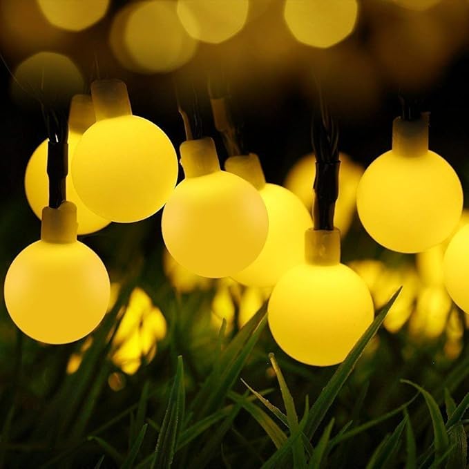 Globe Ball Fairy Lights, 50 LEDs 23ft/7M Solar Led Globe String Lights Waterproof with Two Lighting Modes for Garden Outdoor Party Christmas Decoration (Warm White)
