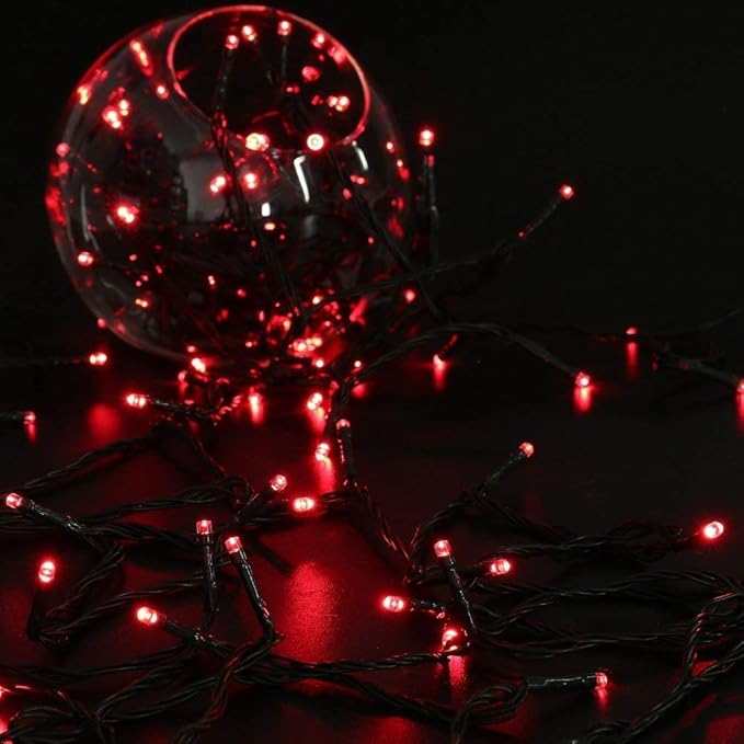 Toodour Solar Christmas Lights - 2 Packs Total 144ft 400 LED 8 Modes Waterproof Outdoor String Lights for Garden, Patio, Fence, Balcony, Christmas Tree Decor - Red