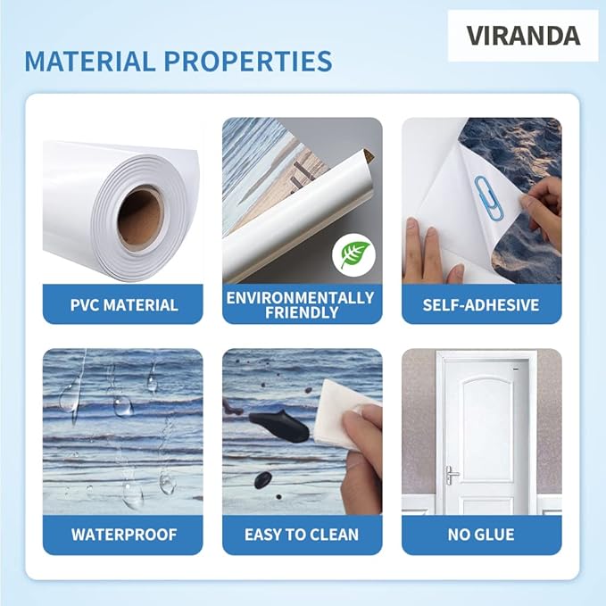 3D Door Stickers - Murals - Peel & Stick - Stairs - Blue - Modern - PVC - Waterproof - Removable - 37.4" x 82.7"