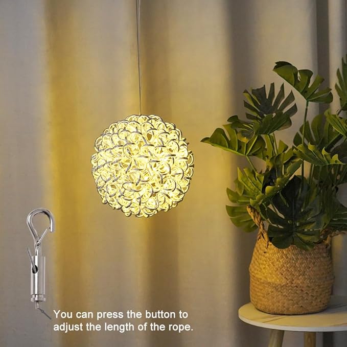Lighted Magical Aluminum Balls Lights Hanging Tree Garden Lights, Silver Metal Balls LED Fairy Lights， Trees Garden Lights for Party Wedding Yard Garden Porch Patio Decoration