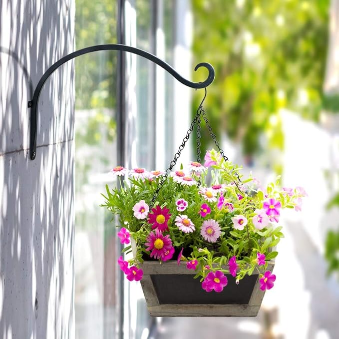 AJART Hanging Plant Hanger Outdoor: 12-Inch Bird Feeder Wall Hooks - Rust-Resistant Plant Bracket Hook for Hanging Flower Baskets