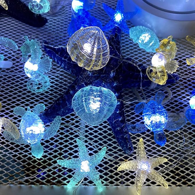 JASHIKA Solar Power Outdoor Coastal String Lights Garden Fence