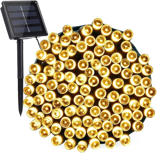 Toodour Solar Christmas Lights, 72ft 200 LED 8 Modes Outdoor Christmas String Lights, Waterproof Solar Fairy Lights for Christmas Tree, Fence, Holiday, Party, Balcony, Christmas Decor - Warm White