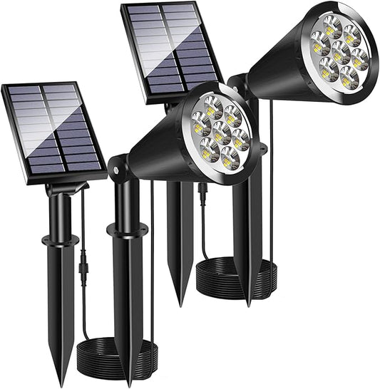 Solar Spot Lights for Outside, Waterproof Solar Spot Lights Dusk to Dawn, Solar Landscape Lights Solar Powered Lights for Garden Porch Walkway Patio (2 Pack)