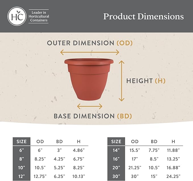 The HC Companies Caribbean Planter Pot - Outdoor & Indoor Plant Pot with Drainage Hole & Plug - Rolled Rim Plastic Pots for Plants & Flowers - Decorative Plant Pot (14" Pink Rose, Pack of 2)