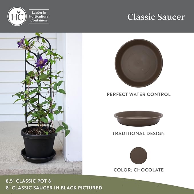 The HC Companies Flower Pot Saucers - Plastic Plant Saucer for Outdoors & Indoors - Traditional Design Plant Pot Trays for Water Drainage - Durable & Stylish Round Plant Tray (21-inch Clay)