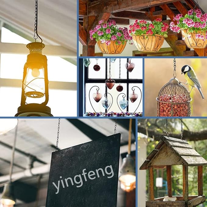 6 Pack 19.7Inches Black Hanging Chains, Garden Plant Hangers, for Bird Feeders, Billboards, Chalkboards, Planters, Lanterns, Wind Chimes and Decorative Ornaments