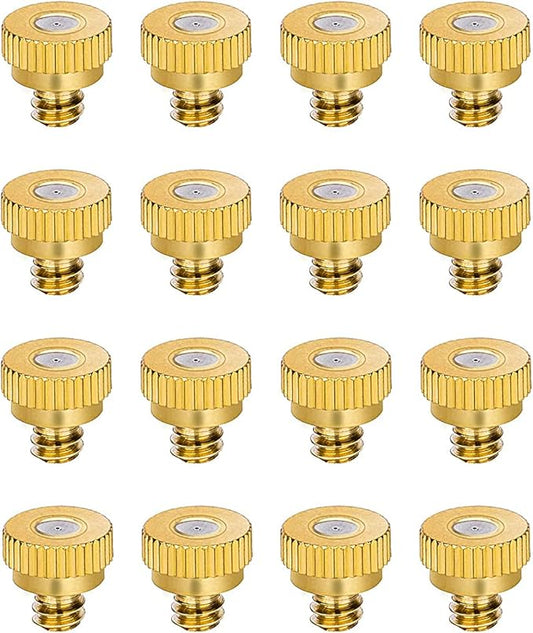 Aopin G 3/16 Brass Misting Nozzles 0.15mm / 0.006" Orifice Atomizing Mister Sprayer Nozzle Suitable For Outdoor Cooling,Garden Irrigation,Fountain, Crop Nutrient Injection, Greenhouse 16 Pcs