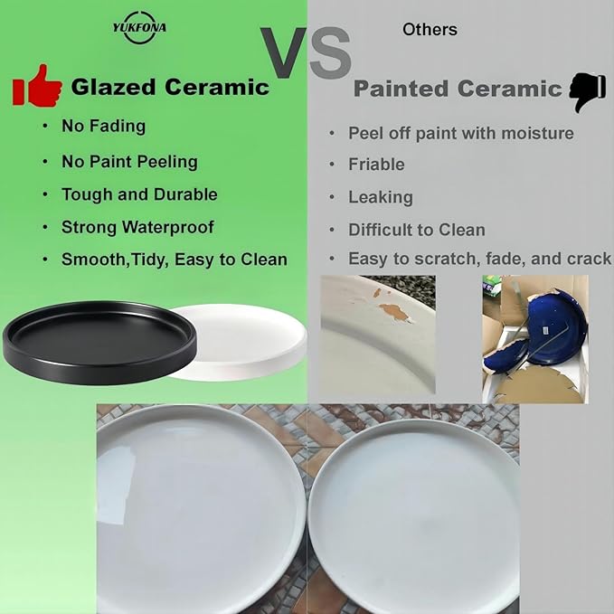 Ceramic Plant Saucer Pot Tray 12 Inch, Planter Saucers 4 5 6 7 8 9 10 11 12 13 Inch for Indoors Outdoor, Durable Sturdy Flower Drainage drip Water Tray for Glazed Pots Base (12.7 Inch-Grey)