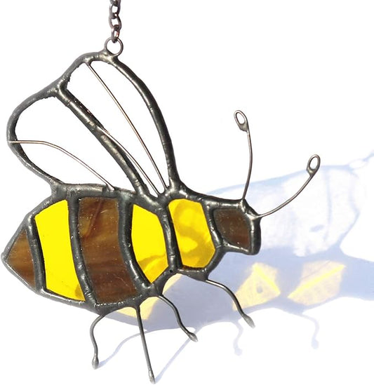 Bee Suncatcher Stained Glass Window Hangings Honey Bee Gifts for Women Gifts for Lover for Mom/Grandma Decorations Gifts/Birthday Gifts for Her