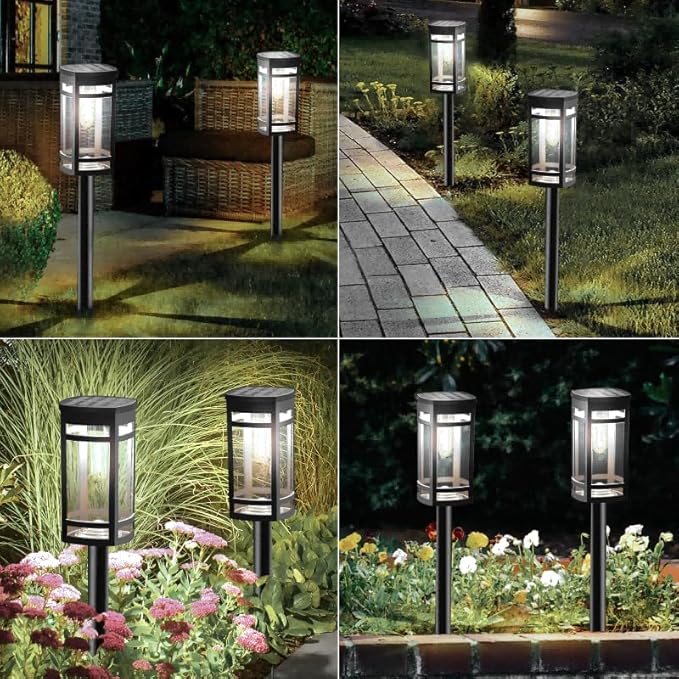 8 Pack Solar Lights Outdoor Waterproof for Garden Pathway Walkway Driveway Yard Lawn Decorative Landscape Lighting. (Cool White Light, 8)