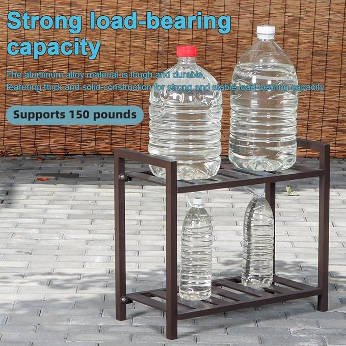 Versatile Indoor/Outdoor Plant Stand – High-Strength Aluminum with 300 LBS Load Capacity - Ideal Decor for Patios, Gardens, Living Rooms | L25.5 x W11.8 x H22 inches