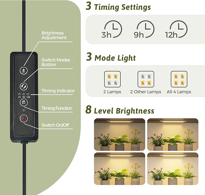 Plant Stand Indoor with Grow Lights Large Plant Shelf Plant Cabinet Hanging Plant Rack Metal Plant Holder for Multiple Plants for Living Room Patio Balcony Garden Black