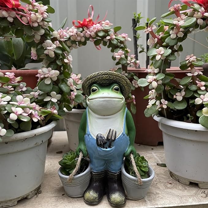 Frog Garden Decor, Frogs Garden Statue for Yard, Outdoor Statues for Garden，for Yard Art Lawn Ornaments Porch Patio Balcony Home House - Birthday Gifts for Grandma Mom Women and Housewarming GifT