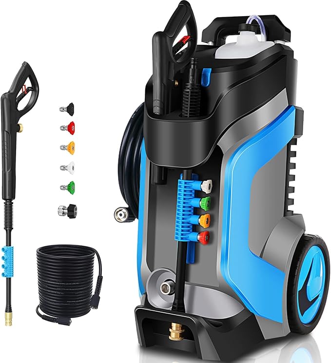Electric Pressure Washer 5000PSI 4.0GPM Power Washers with M22-14mm Pressure Hose 33FT, Power Sprayers High Pressure with 1/4" QC Compatible Surface Cleaner for Home Cars Driveways, Blue