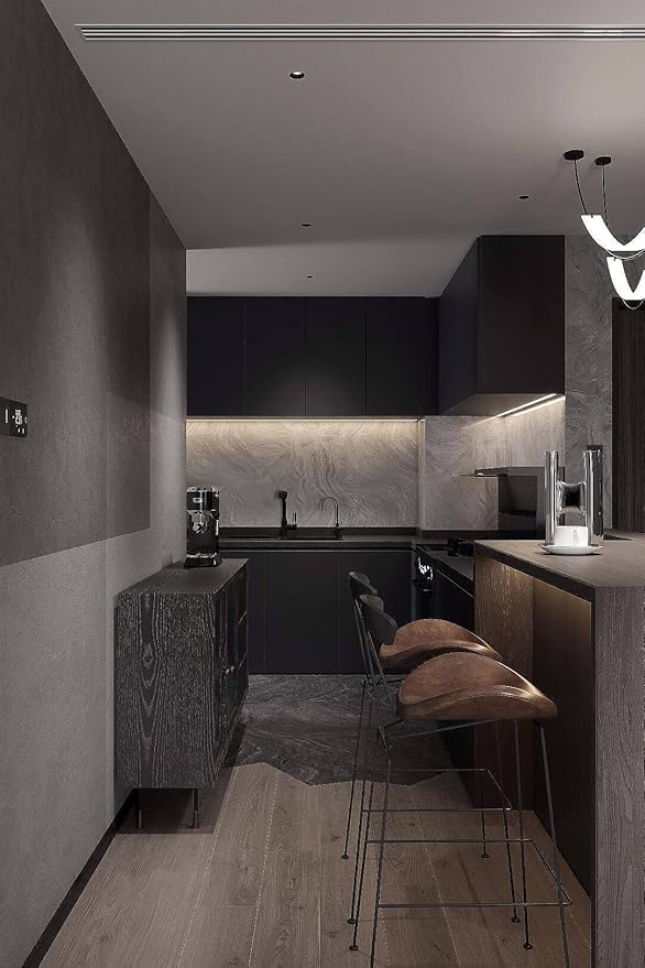 Dimoon 78.7''x23.6'' Black Skin Peel and Stick Wallpaper Contact Paper Modern Self Adhesive Wall Paper Removable Renter Friendly Textured Solid Color Cabinet Vinyl Roll (78.7''x23.6'',Black Skin)