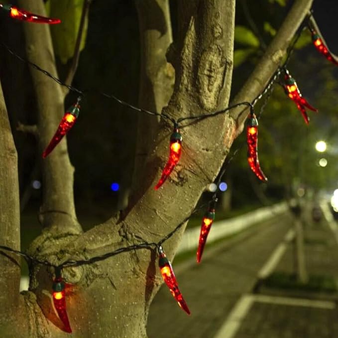 Solar Red Chili String Lights, 200 LED Chili Shape Fairy String Lights Solar Operated String Lights for Wedding, Chinese New Year,Spring Festival,Party Decoration,Christmas