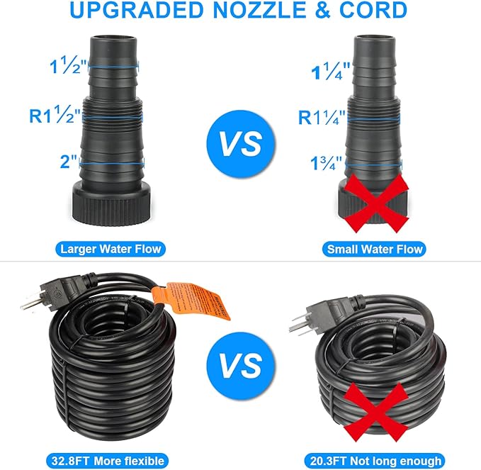 Outdoor Large 3900gph-230W 32.8FT Pond Water-fall & Kio Fish Fountain-s &Garden Pump Submersible IPX8: Long 32.8FT Cord Smart-er & Quieter Duck & Yard &Patio Ponds Pumps, 1 Barrier Pump Bag