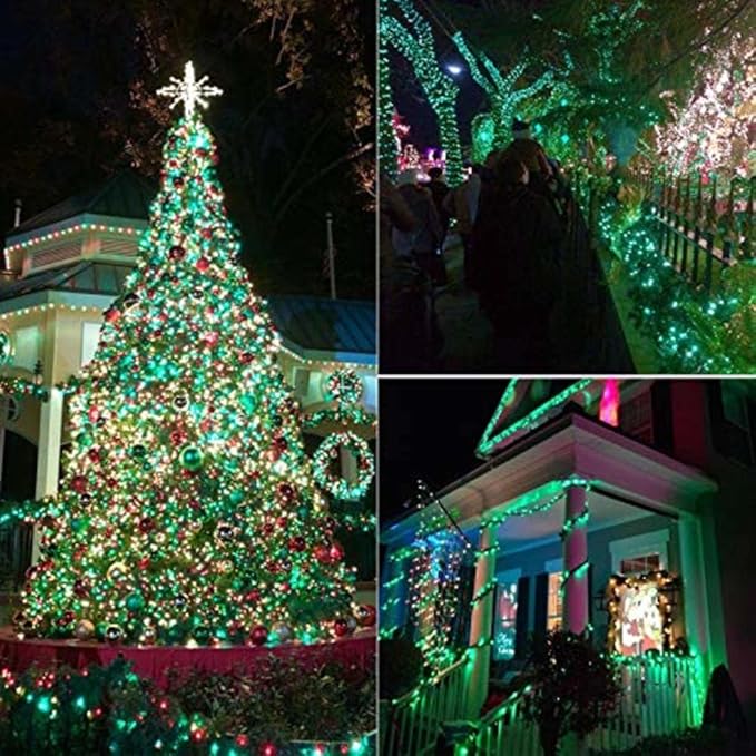 66Ft 200LED Fairy Lights Plug in, Waterproof String Lights Outdoor & Indoor 8 Modes with Timer, Christmas Light Bedroom Decor, Twinkle Light for Garden St. Patrick's Day Christmas Decorations (Green)