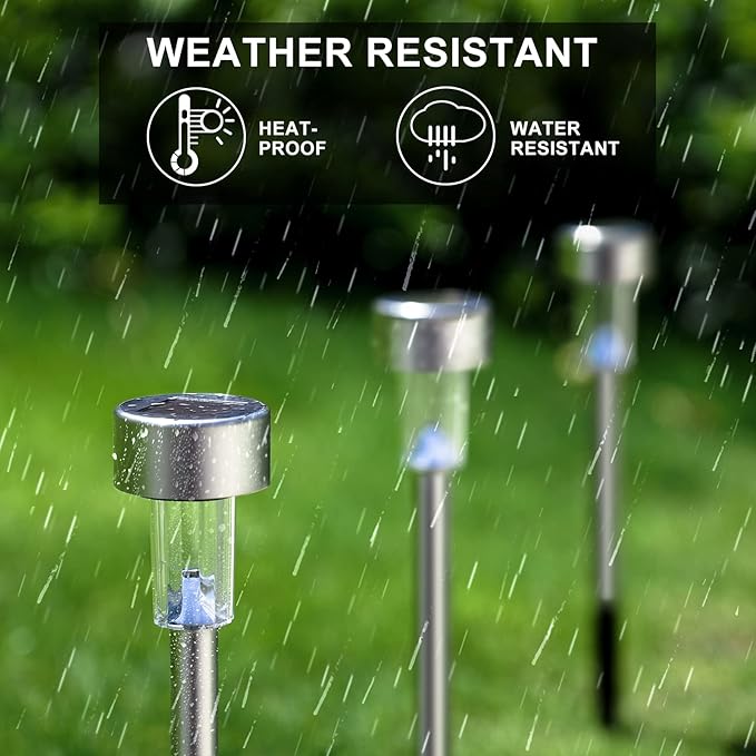 Dream Master Solar Lights Outdoor Waterproof, Stainless Steel LED Landscape Lighting Outdoor Solar Lights for Outside Solar Garden Lights for Pathway, Walkway, Patio, Yard, Lawn - 16 Pack