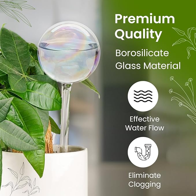 4 Pcs Iridescent Self Watering Globes, Glass Rainbow Plant Watering Globes, Self Watering Planter Insert, Automatic Plant Waterer Indoor, Plant Watering Devices, Plant Water Globes, Watering Bulb