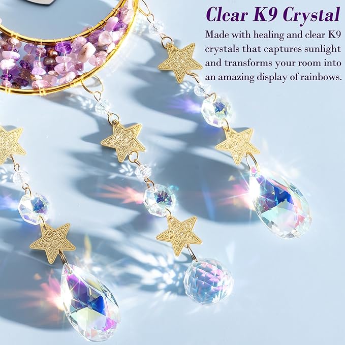 Best Mom Gifts, from Daughter Kids, Mom Birthday Gifts for Mother-in-Law Christmas Mom Gift-Mom Moon Crystal Suncatcher for Indoor Window Hanging Decor New Mom Gifts for Women Wife