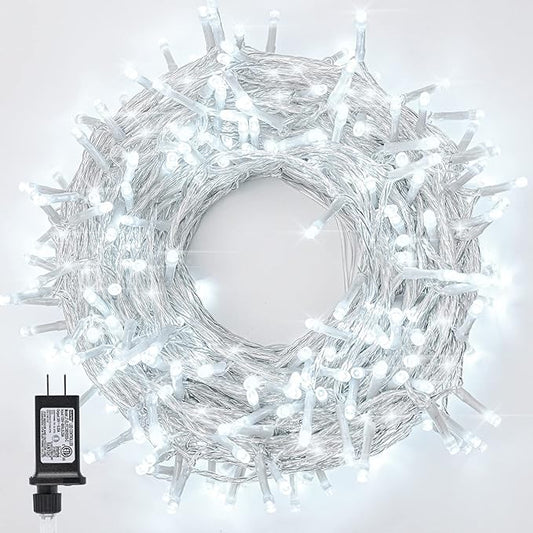 Outdoor Christmas String Lights, 800LED 330FT White Fairy Lights, 8 Mode Plug in Waterproof Indoor Outdoor Decor Lights for Bedroom Christmas Thanksgiving Wedding Party Garden Yard Tree