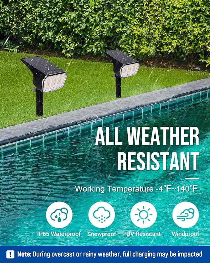 Solar Spotlights - 63LED Outdoor Solar Lights, 3 Pack, IP65 Waterproof, Warm Light