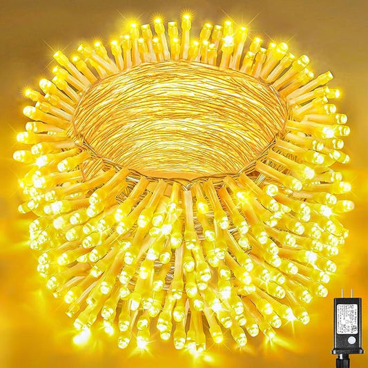 Christmas String Lights Indoor Outdoor Waterproof, Warm White String Lights Clear Wire 8 Modes, 165FT 500 LED Fairy Twinkle Lights Plug in for Bedroom Xmas Tree Holiday Party House Decorations