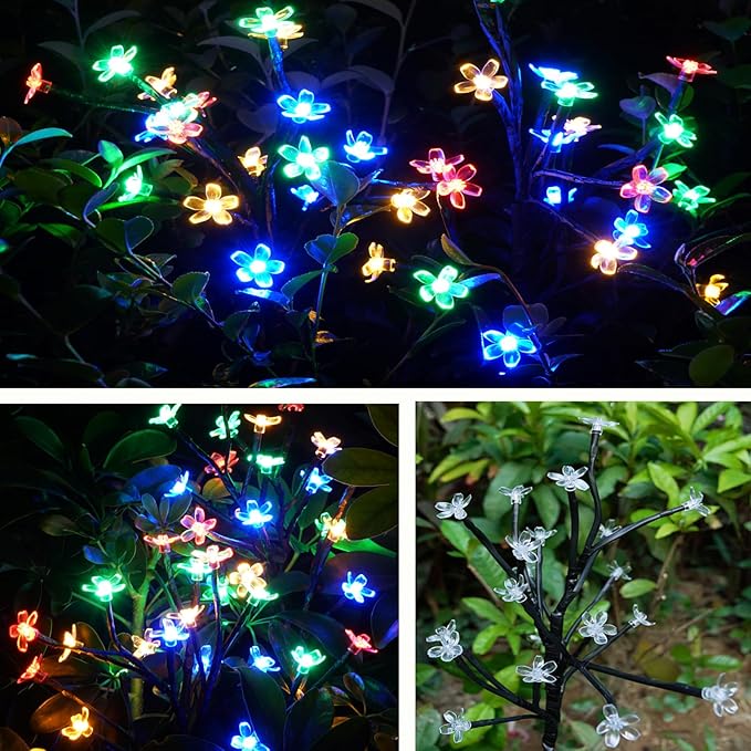 Solar Garden Lights Garden Decor, Solar Flowers Outdoor Decorative,2Pack 40LED Fairy Lights Outdoor Garden Waterproof for Outside Yard,Lawn,Patio,Pathway Decorations Gardening Gifts