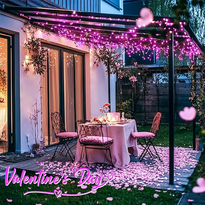 JMEXSUSS 4 Pack Pink Solar Lights, Each 33ft 100 LED Solar String Lights Outdoor Waterproof, 8 Modes Copper Wire Pink Fairy Light for Yard Patio Garden Party Wedding Decorations
