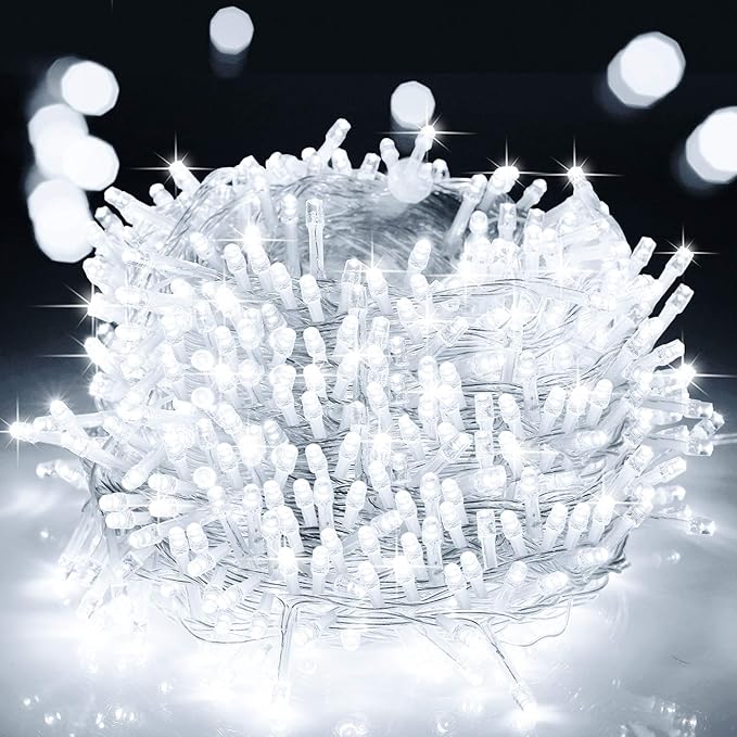 Decute 800 LED 272FT Christmas String Lights 8 Modes with Timer Function, Waterproof Twinkle Fairy Lights for Christmas Tree Party Wedding Yard Garden Outdoor Indoor Decorations, Cool White