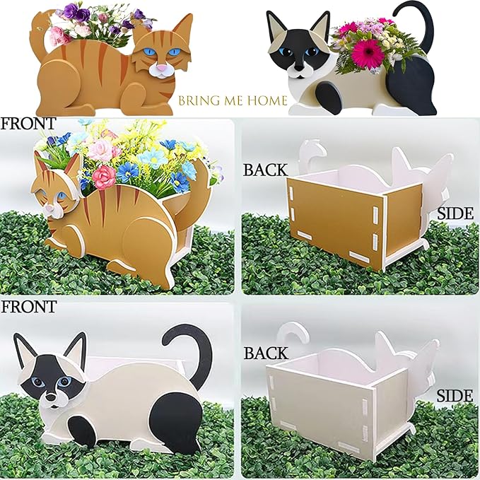 Siamese Cat Planter Plant Pots,Cute Garden Dog Flower Planter,Dog Planters Birthday Gifts for Women,Office,Indoor/Outdoor Decor(12.5 * 5.6 * 7.8in)