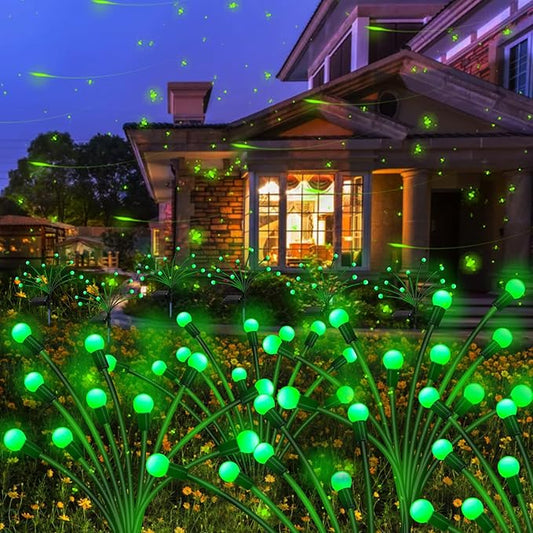 Kohlrabi Solar Garden Lights Outdoor, 4 Pack 40 LED Green Firefly Lights Waterproof, Starburst Solar Wind Swaying Light for Outside Yard Patio Planter Flower Bed Walkway Christmas Decoration