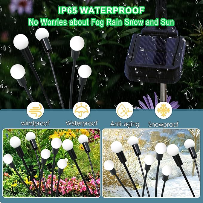 Kohlrabi Solar Garden Lights Outdoor, 4 Pack 40 LED Solar Firefly Lights Waterproof, Sway by Wind, Solar Swaying Light for Yard Patio Backyard Garden Planter Flower Bed Pathway Outdoor Decoration
