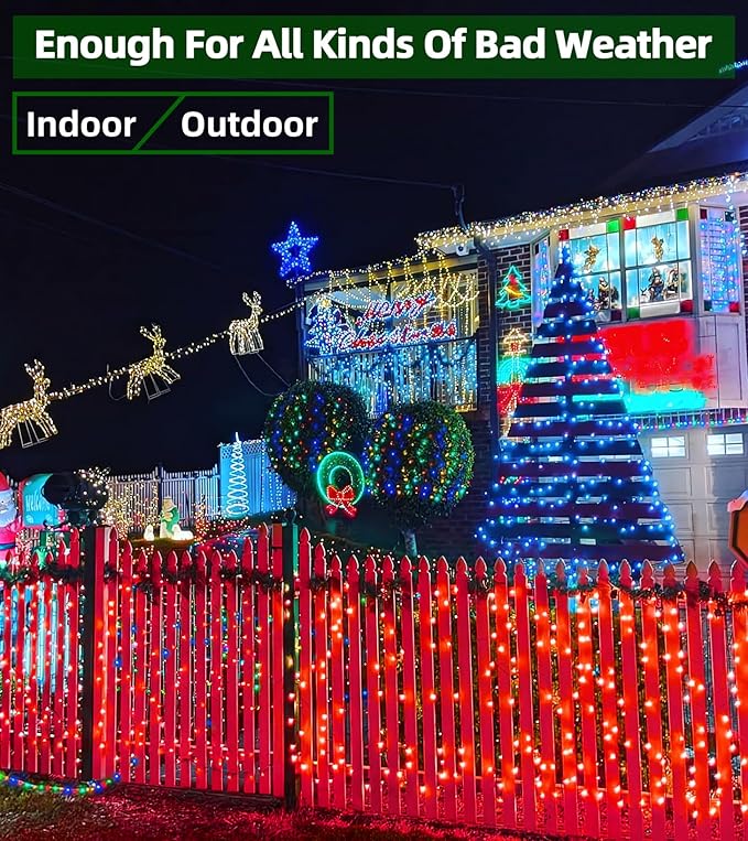 1500 LED Chrstmas String Lights, 492FT Super Long Christmas Lights with 8 Modes, Christmas Tree Lights with Timer Memory for Indoor Outdoor Tree Fence Garden Xmas Wedding Party Decor Red
