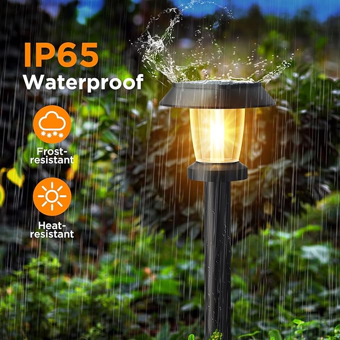 Solar Pathway Lights Outdoor - 6 Pack Solar Powered Garden Lights Waterproof, Decor Landscape Lighting with Three Lighting Modes for Yard, Lawn, Walkway, Driveway, Warm White