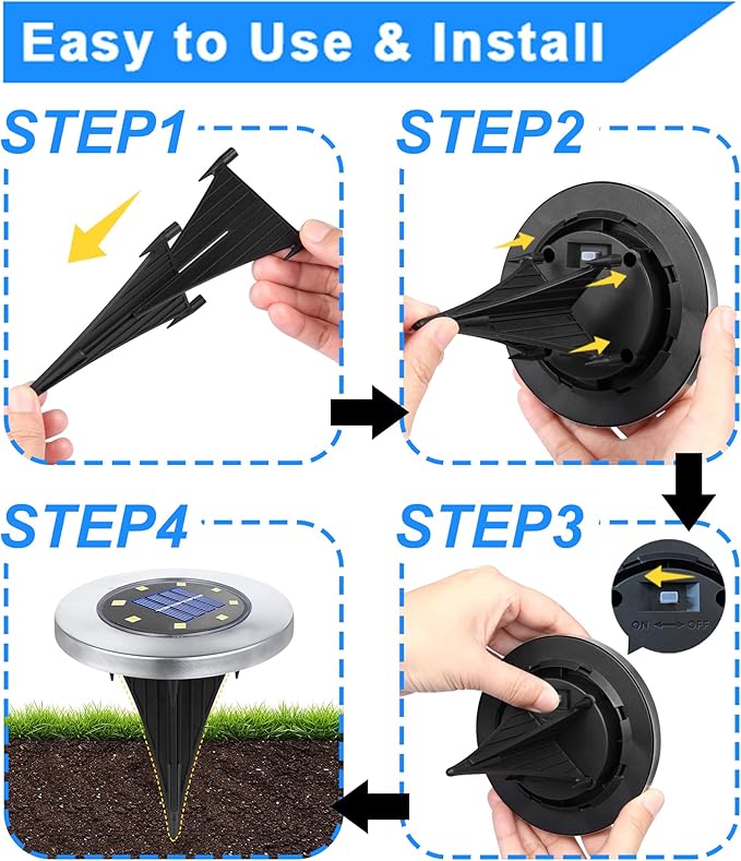 Solar Ground Light, Waterproof Solar Garden Lights, Upgraded Outdoor Garden Waterproof Bright in-Ground Light, Landscape Lights for Pathway,Yard,Deck,Lawn,Patio,Walkway (16 Pack White Light)