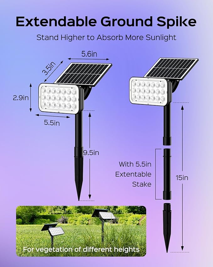 JACKYLED Solar Spot Lights Outdoor, 84 LED 7 Color Changing Solar Lights Outdoor Waterproof with 9 Modes, 360 Adjustable Landscape Spotlights for Halloween Xmas Decorations, Yard, Garden, Path, 4 Pack