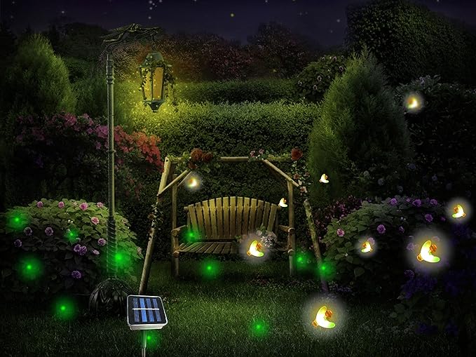 Solar Powered Firefly Lights, 9 LED Firefly Automated Pulsating String Light Chasing Firefly Lights Lantern Solar Outdoor Waterproof(2 Pack)