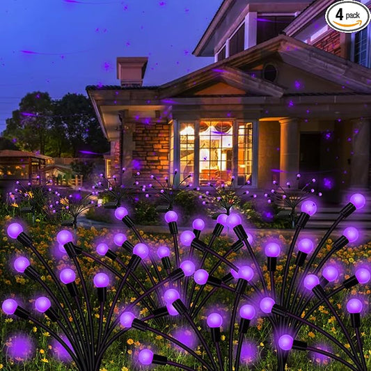 Kohlrabi Solar Garden Lights Outdoor, 4 Pack 40 LED Purple Firefly Lights Waterproof, Sway by Wind, Solar Swaying Light for Yard Patio Backyard Garden Planter Flower Bed Pathway Decoration