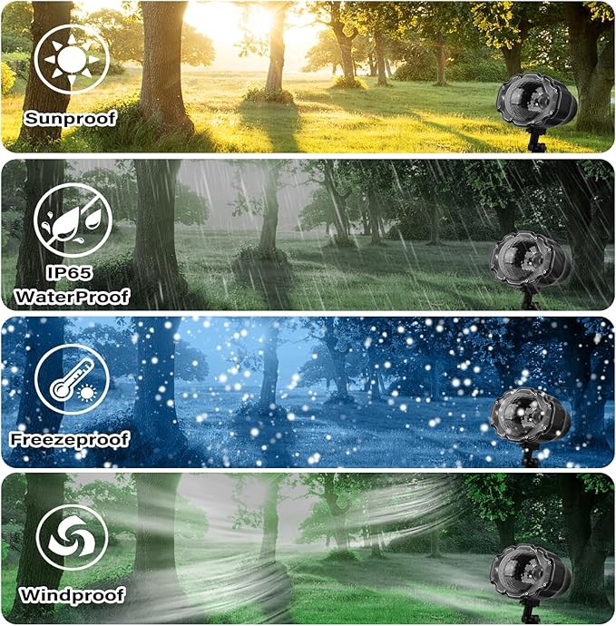 Christmas Snowfall Projector Lights, Indoor Outdoor Holiday Lights with Remote Control, White Snow for Halloween Xmas Party Wedding Garden Landscape Decoration(Snow Spots)