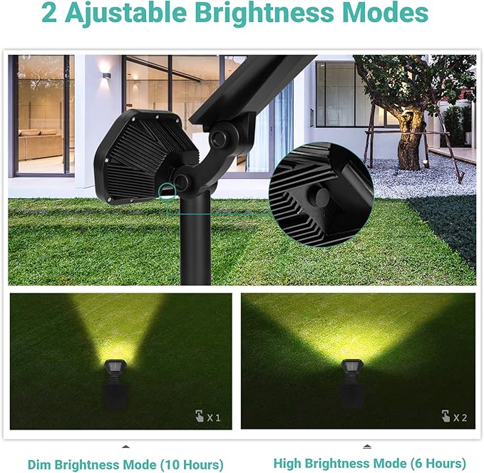 Nekteck Solar Lights Outdoor,10 LED Landscape Spotlights Powered Wall Lights 2-in-1 Wireless Adjustable Security Decoration Lighting for Yard Garden Walkway Porch Pool Driveway (10 Pack, Warm White)