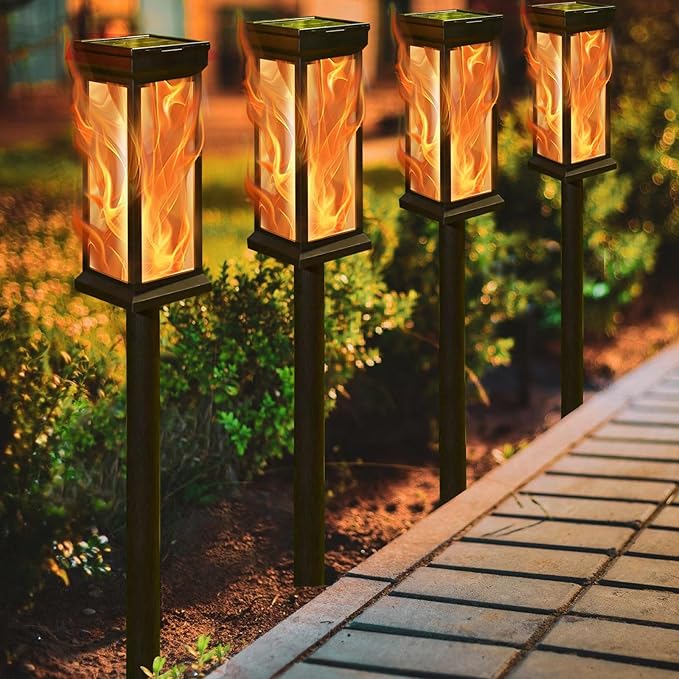 8Pack Solar Lights Outdoor Waterproof Torch Lights with Flickering Flame, Landscape Lighting for Outside, Solar Pathway Light for Patio Lawn Porch Walkway Driveway Garden Decorations for outside