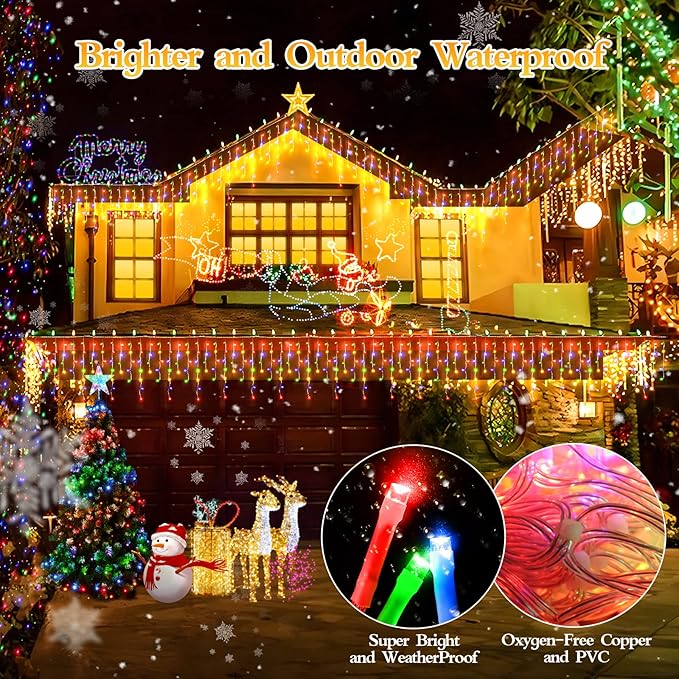 49FT 480LED Christmas Lights Decorations Waterproof 8 Modes Christmas Lights Outdoor with Memory and Timer Fairy Lights Plug-in Christmas String Lights for Holiday Party Wedding Home Roof