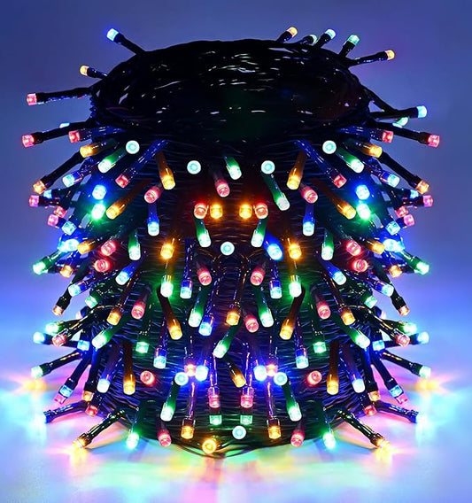 Outdoor String Lights, 600 LED 216Ft Christmas Light with Remote, 8 Lighting Modes, Powered Plug for Wedding Party Garden Tree Yard Indoor Decorations(216 Ft | Multi, 216 Ft)
