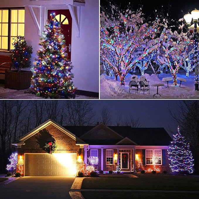 Christmas String Lights, 168Ft 600 LED Twinkle Fairy Lights Tree Lights with 8 Light Modes for Christmas Trees Garland Wreath Wedding Indoor Outdoor Holiday Decorations - Warm White to Multicolor