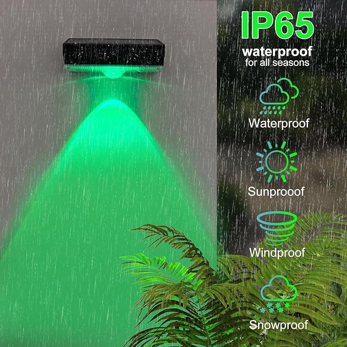 Solar Powered Outdoor Lights Waterproof IP65 Solar Fence Lights Outside Multicolor Led 12 Fixed Colors ＆RGB Color Changing for Pool, Deck, Patio, Porch, Stairs, Holiday Decorations (2)